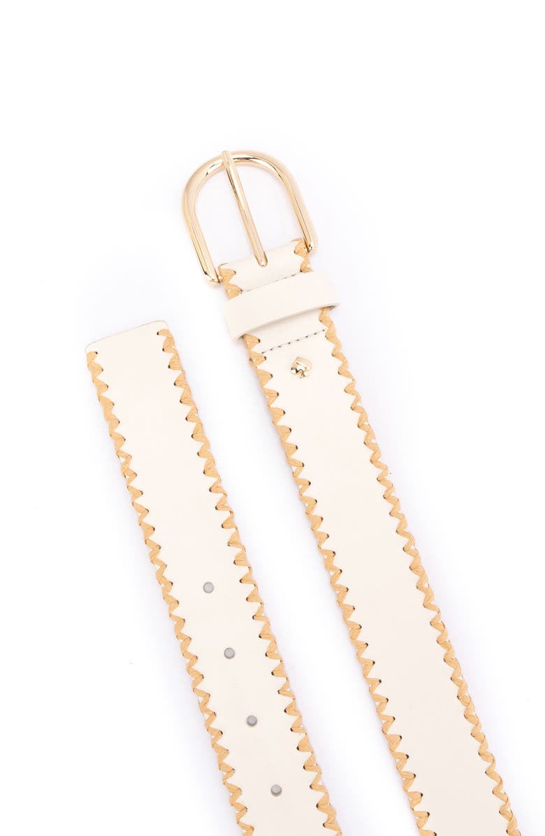 Kate Spade New York straw edge leather belt, Alternate, color, Cream