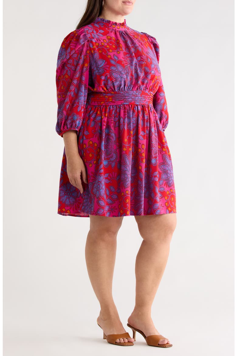 Darret Esmae Floral Pleated Dress, Alternate, color, FUCHSIA-MULTI