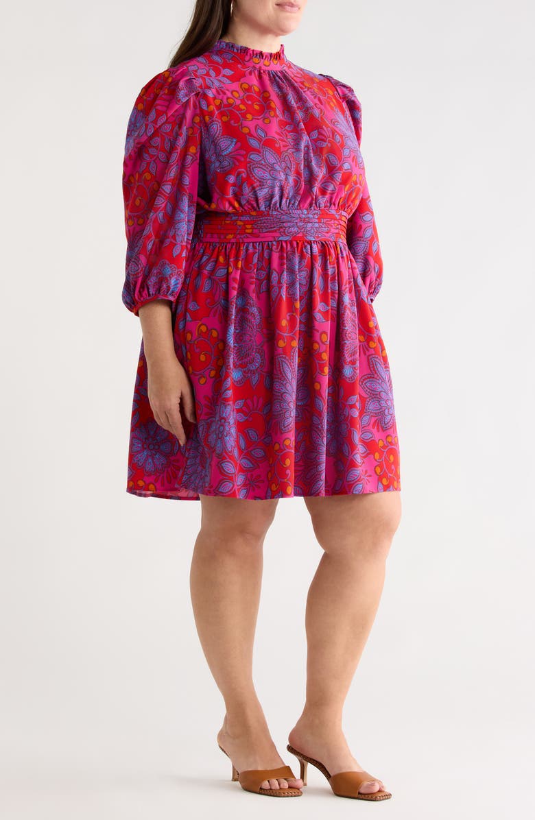 SUGARLIPS Darret Esmae Floral Pleated Dress, Alternate, color, Fuchsia-Multi