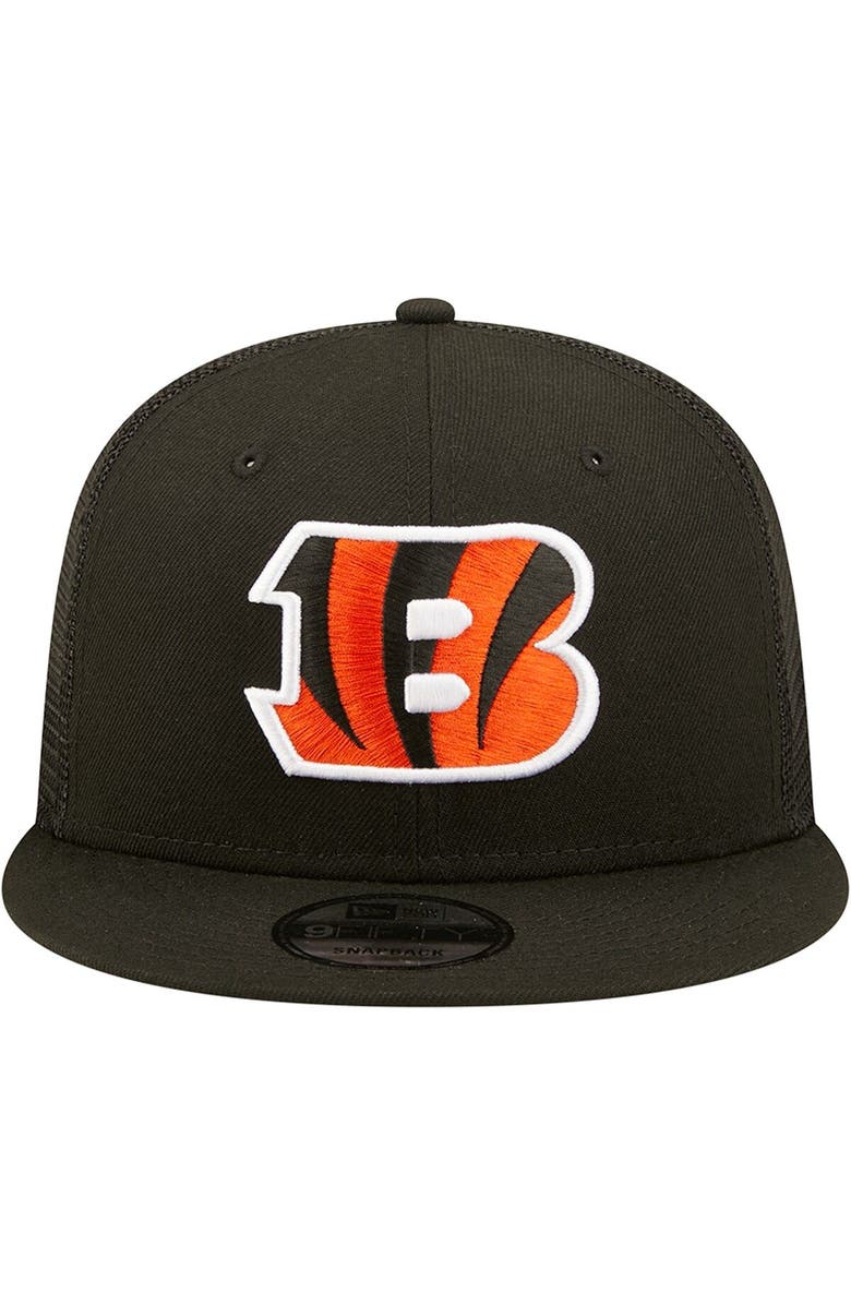 New Era Men's New Era Black Cincinnati Bengals Team Classic Trucker 9FIFTY Snapback Hat, Alternate, color, 
