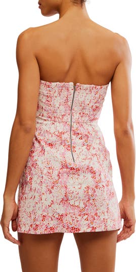 Tomas Floral Print Strapless Minidress