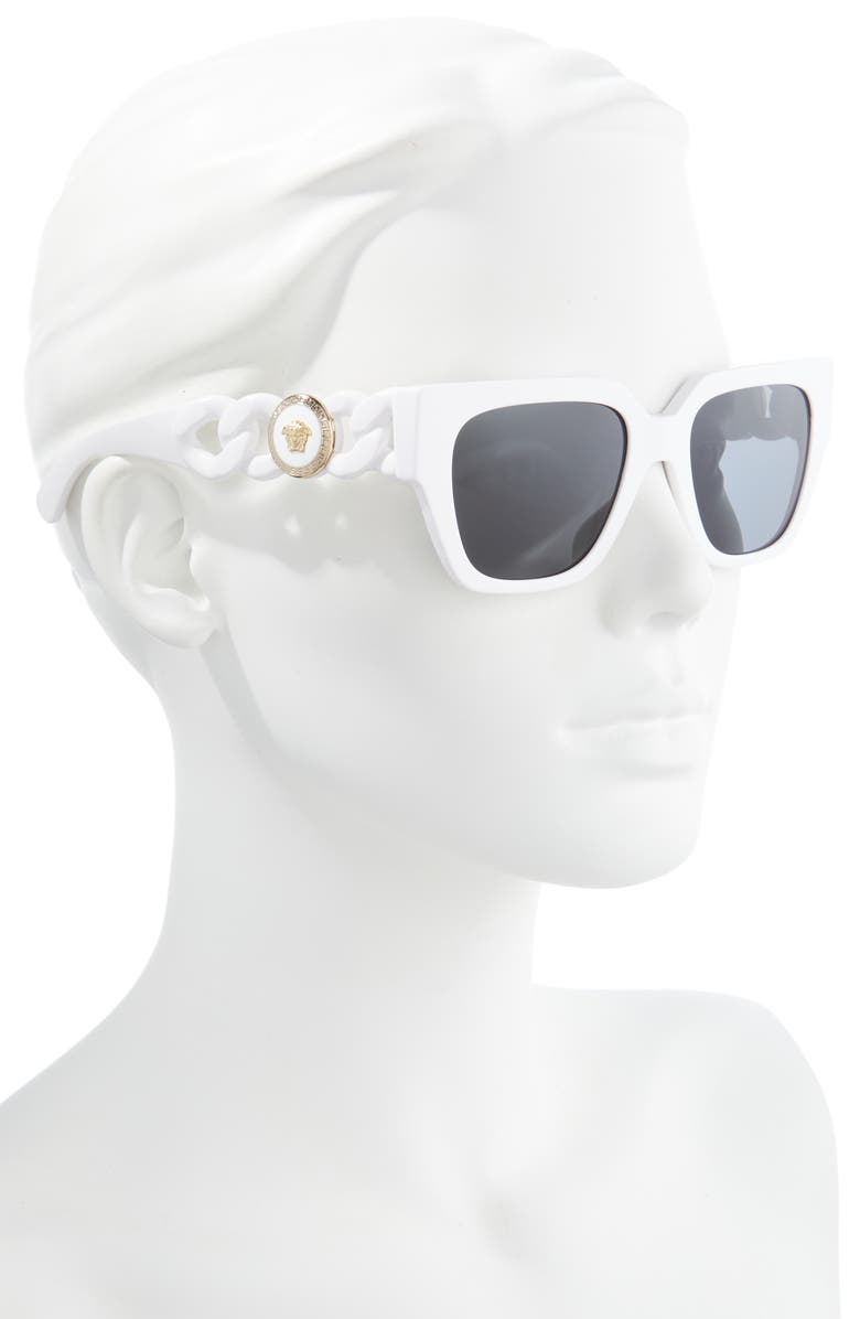 Versace 53mm Square Sunglasses, Alternate, color, White