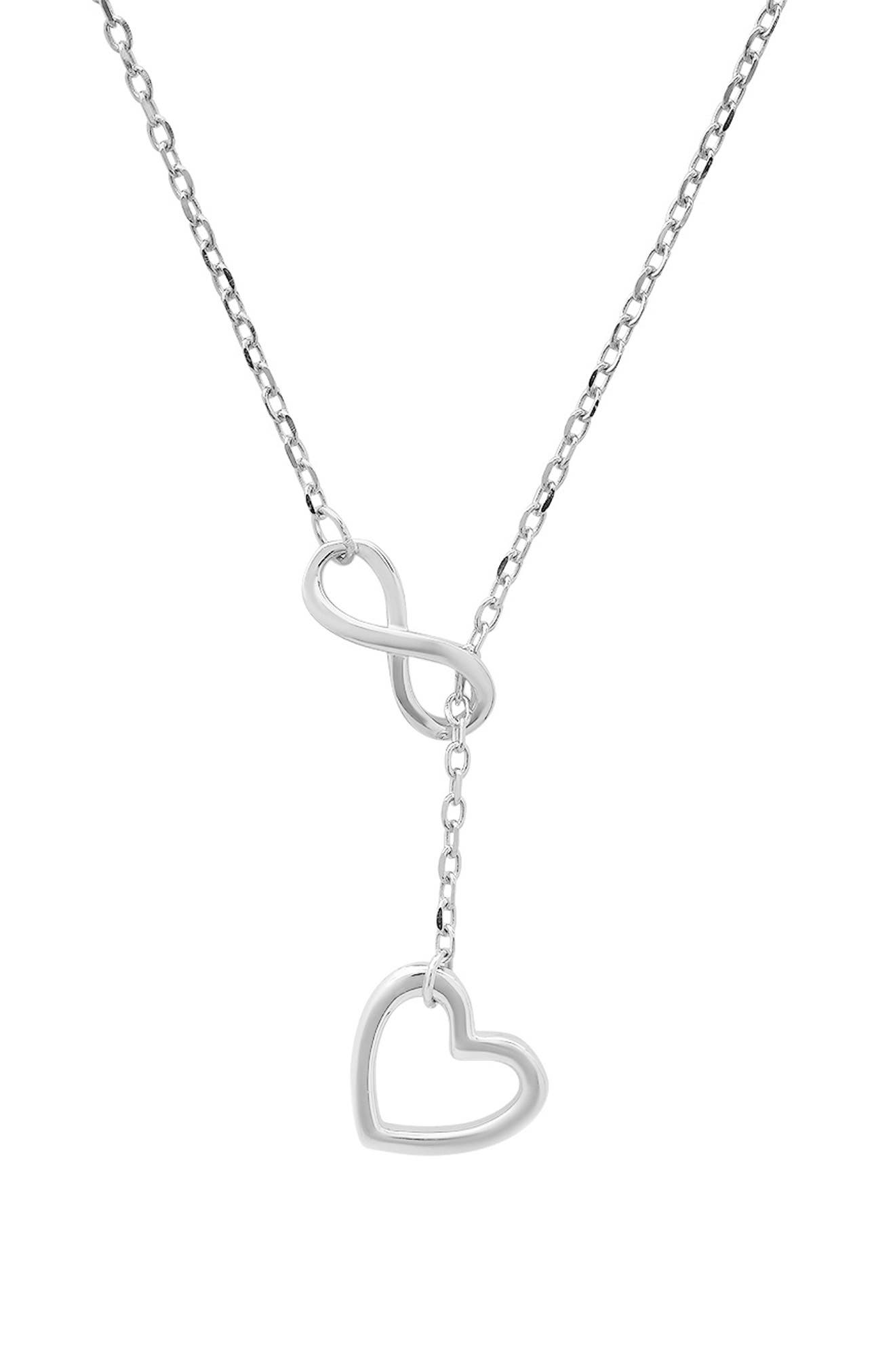 Queen Jewels 14K Golf Plated Sterling Silver Heart & Infinity Lariat Necklace