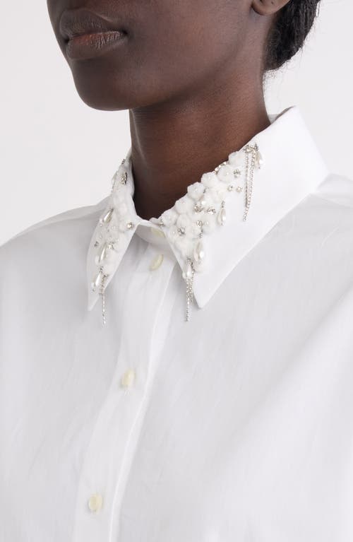 Givenchy Crystal & Imitation Pearl Embellished Button-up Shirt In White