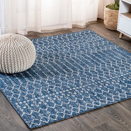 Jonathan Y Ourika Moroccan Geometric Textured Weave Indoor/outdoor Area Rug In Navy/light Gray