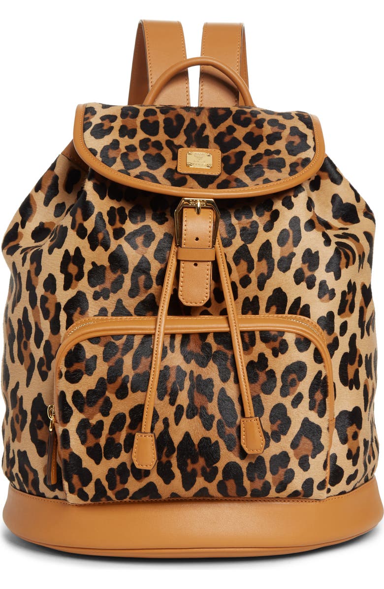 MCM Medium Leopard Backpack, Main, color,