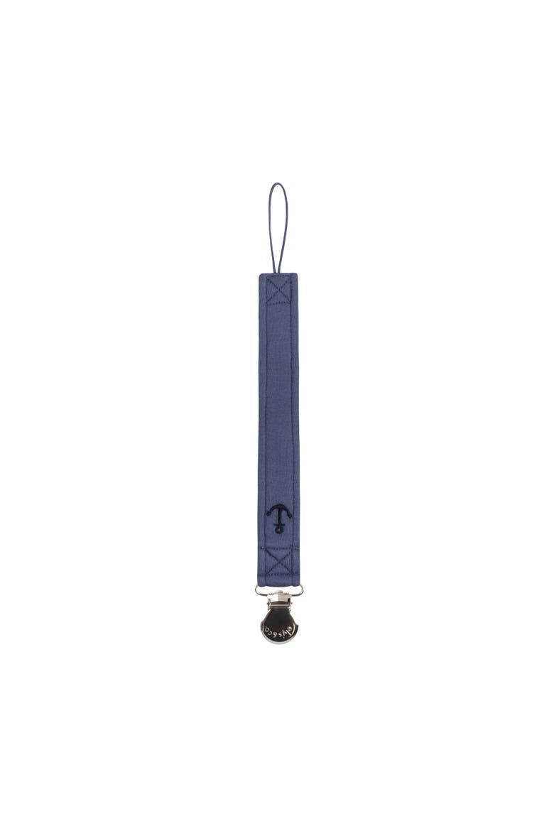 Velour Stripe Collection - Paci Clip, Main, color, Dark Blue