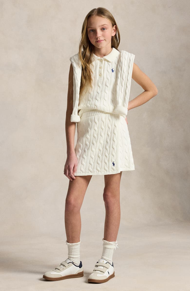 Polo Ralph Lauren Kids' Cable Vest & Skirt Set, Alternate, color, Deckwash White