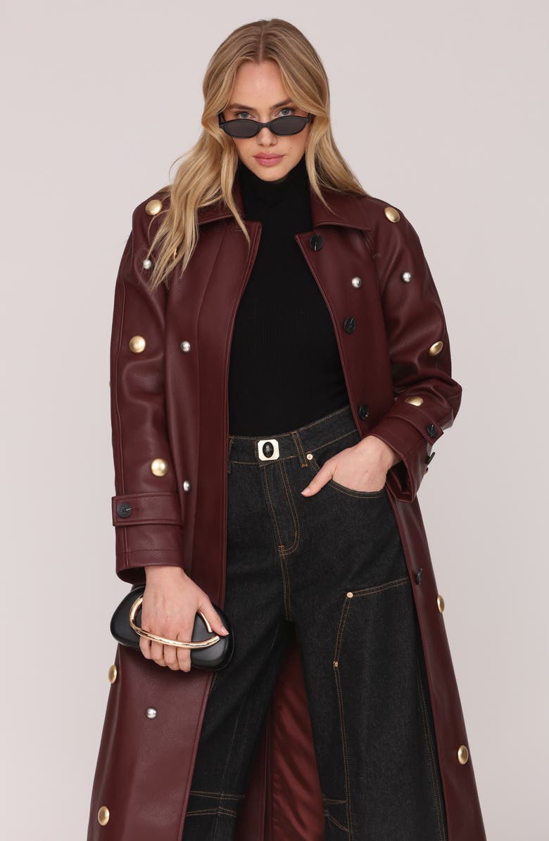 Avec Les Filles Faux-Ever Leather<sup>™</sup> Classic Belted Trench Coat, Alternate, color, Mulberry