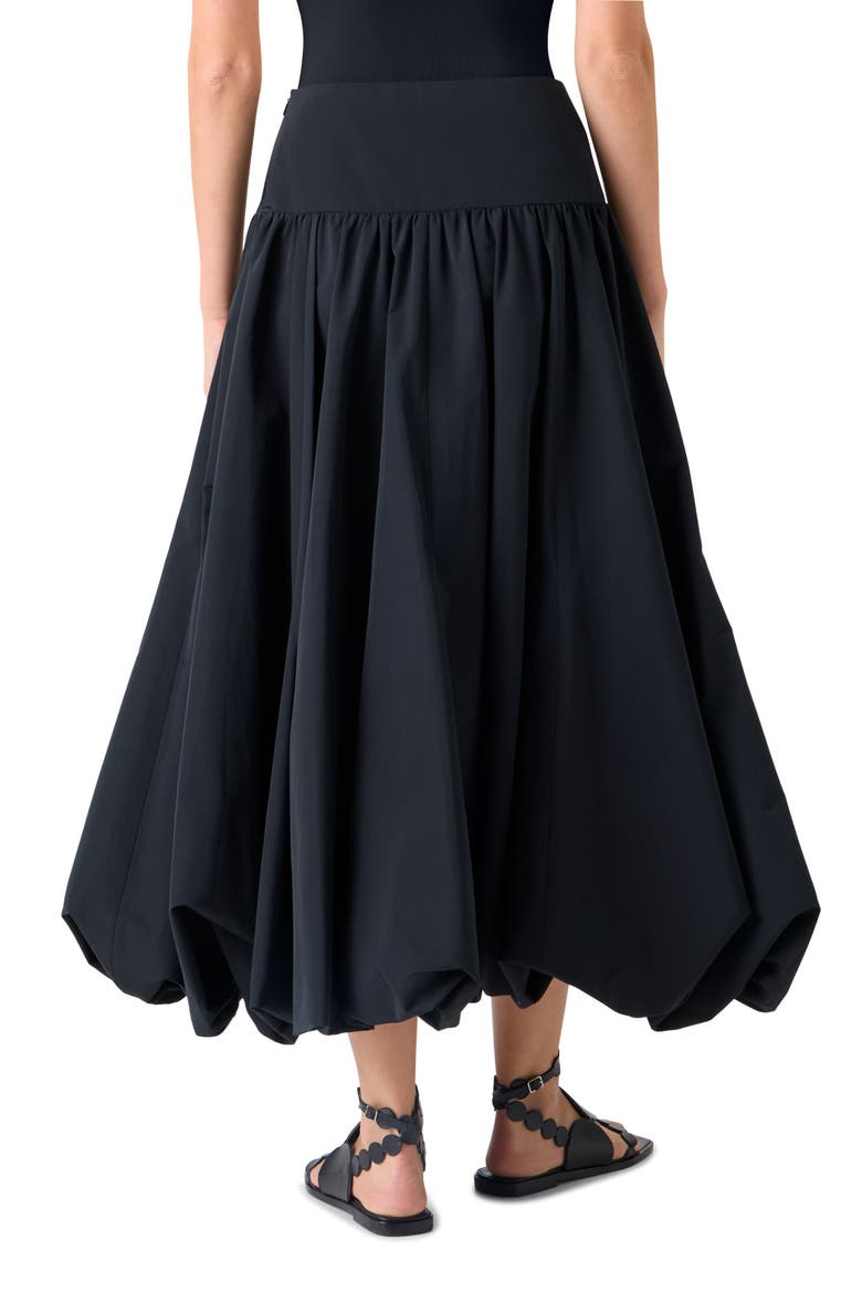 Techno Taffeta Balloon Hem Skirt, Alternate, color, BLACK