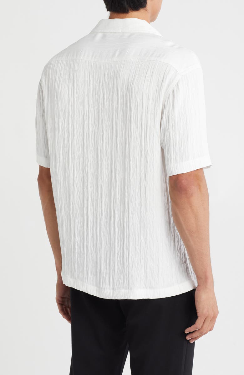 DENIM AND FLOWER Textured Short Sleeve Button-Up Shirt, Alternate, color, White