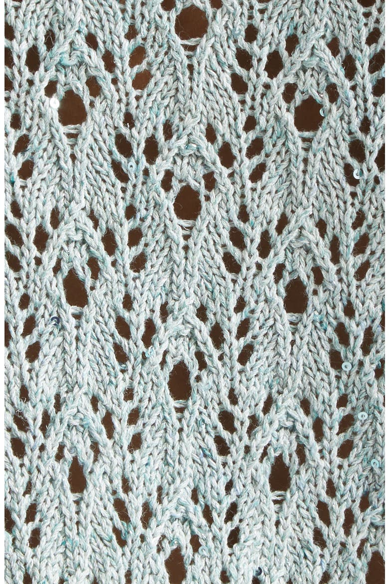 Sequin Crochet Crewneck Sweater, Alternate, color, JADE