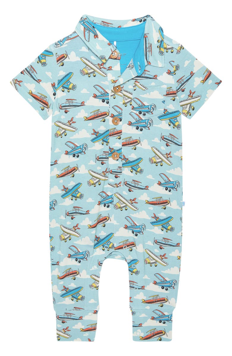 Posh Peanut Planes Collared Short Sleeve Jumpsuit, Alternate, color, 