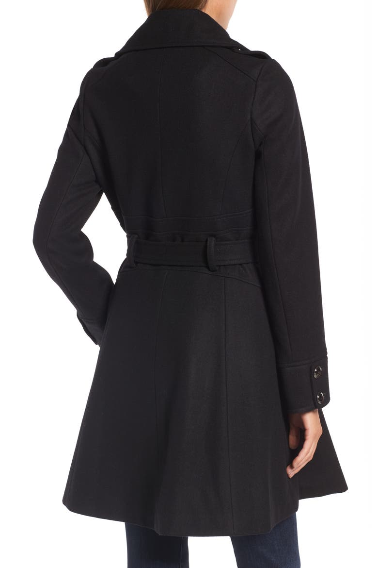 Fit & Flare Coat, Alternate, color, BLACK