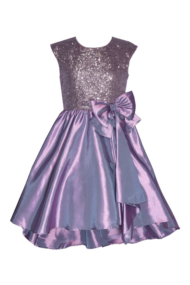 Kids' Sequin Taffeta High/Low Party Dress, Main, color, LAVENDER