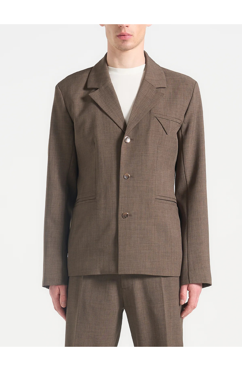 Manière De Voir Bastien Single Breasted Hatched Tailored Suit Jacket, Main, color, 