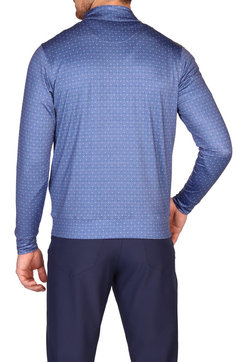 TailorByrd Golf Club Print Long Sleeve Performance Quarter Zip Polo, Alternate, color, Denim