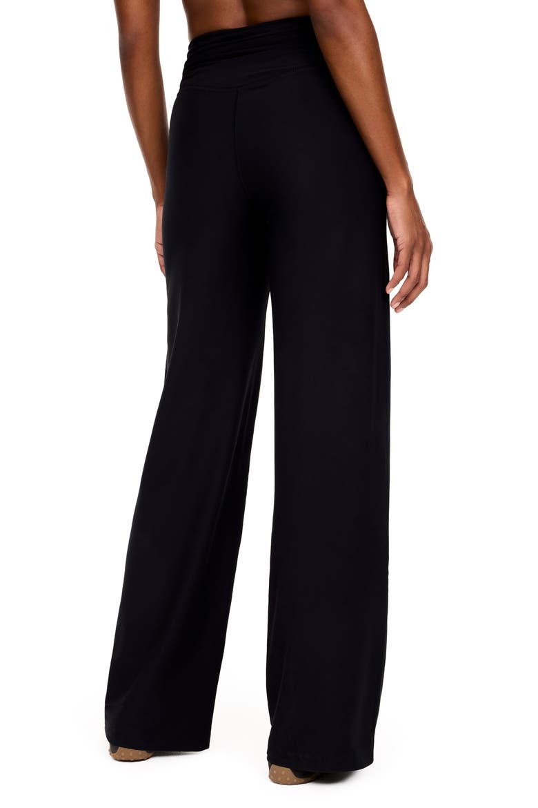 Ruched High Waist Wide Leg Pants, Alternate, color, VERY BLACK