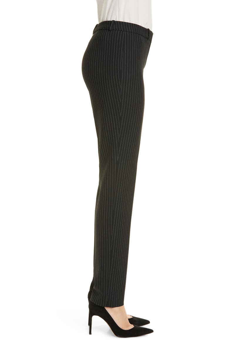 Tiluna Pinstripe Tapered Leg Ponte Trousers, Alternate, color, BLACK PINSTRIPE