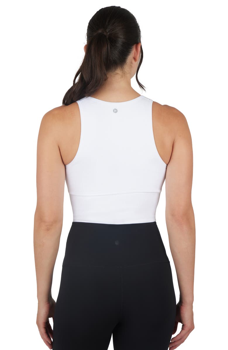 90 DEGREE BY REFLEX Seamless V-Neck Rib Crop Tank, Alternate, color, Green Bay/White