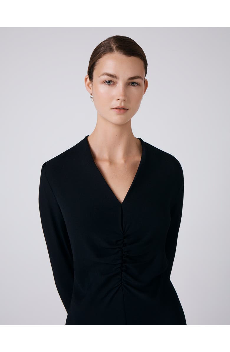 Ghost London Cecelia Crepe V Neck Midi Dress, Alternate, color, Black