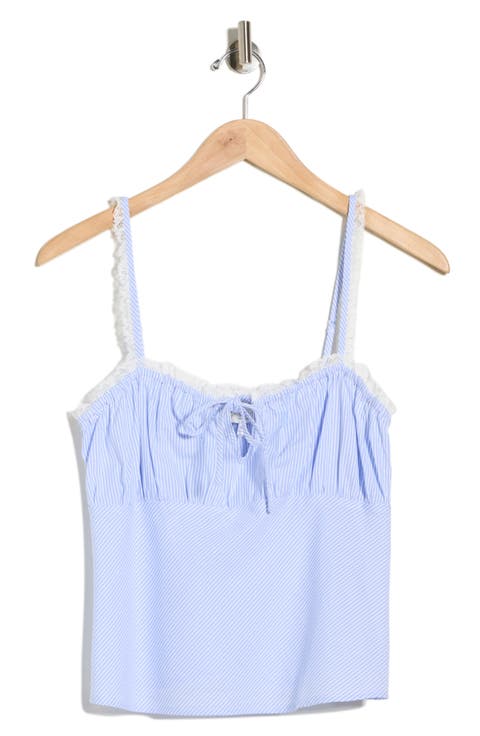 Lace Trim Stripe Cotton Camisole