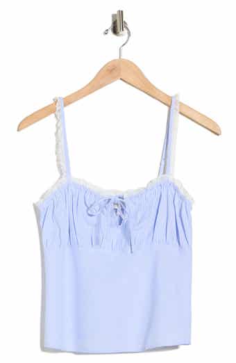 WAYF Lace Trim Stripe Cotton Camisole
