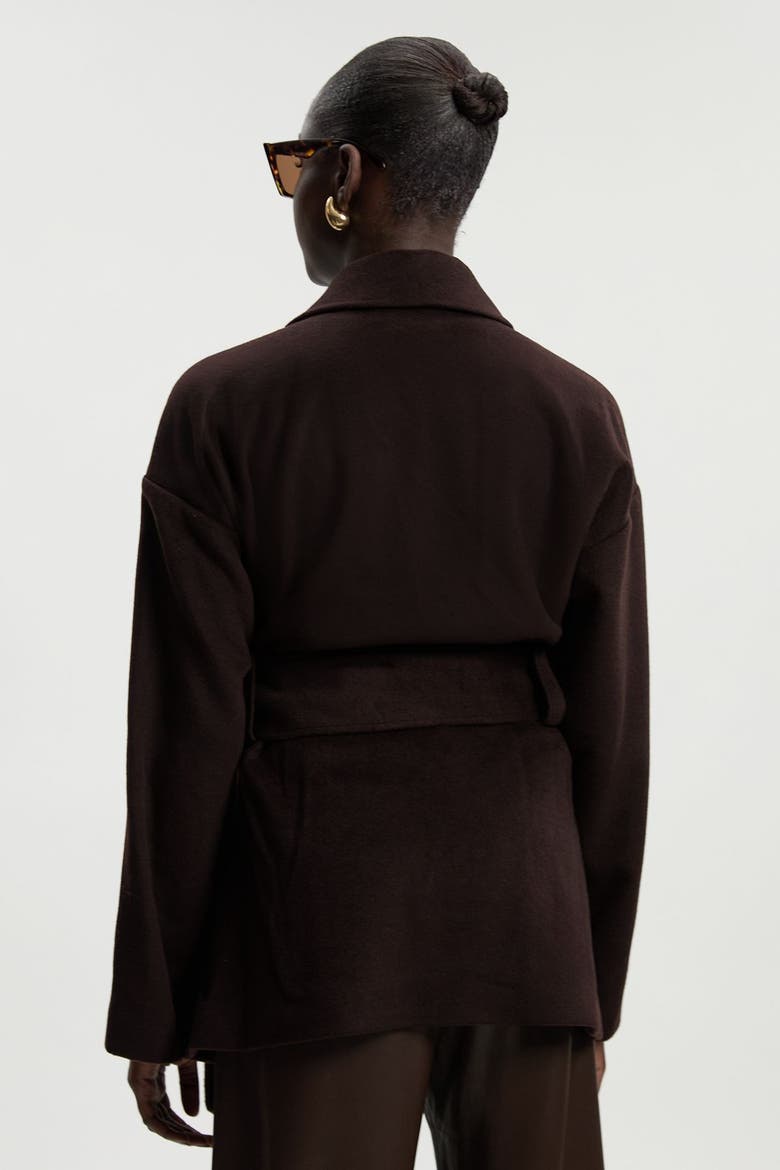 Brushed Wool Wrap Short Coat, Alternate, color, Chocolate