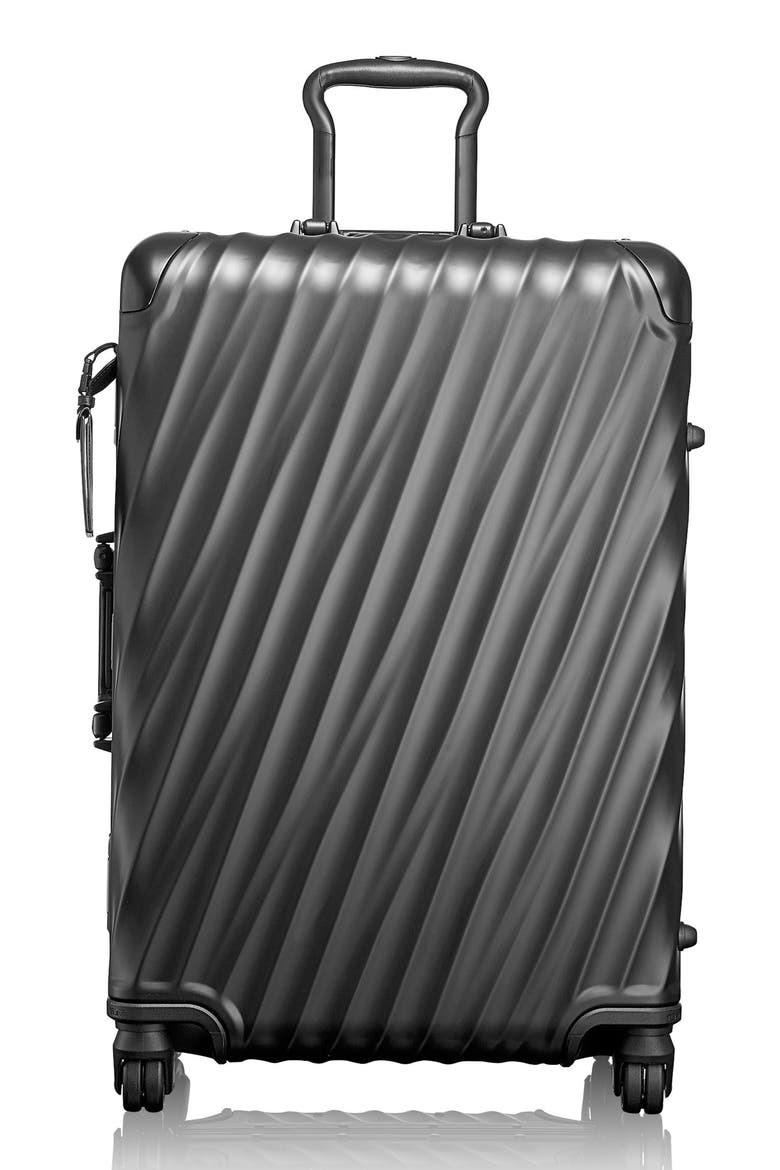19 Degree Aluminum Medium Checked Luggage, Main, color, MATTE BLACK