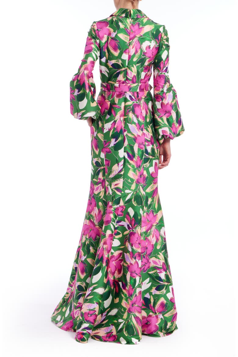 Long Sleeve Mermaid Gown, Alternate, color, EMERALD MULTI