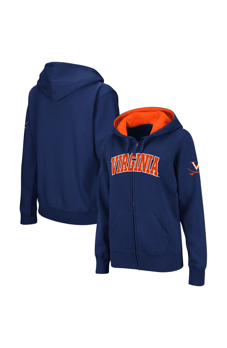 COLOSSEUM Women's Navy Virginia Cavaliers Arched Name Full-Zip Hoodie, Main, color, Navy