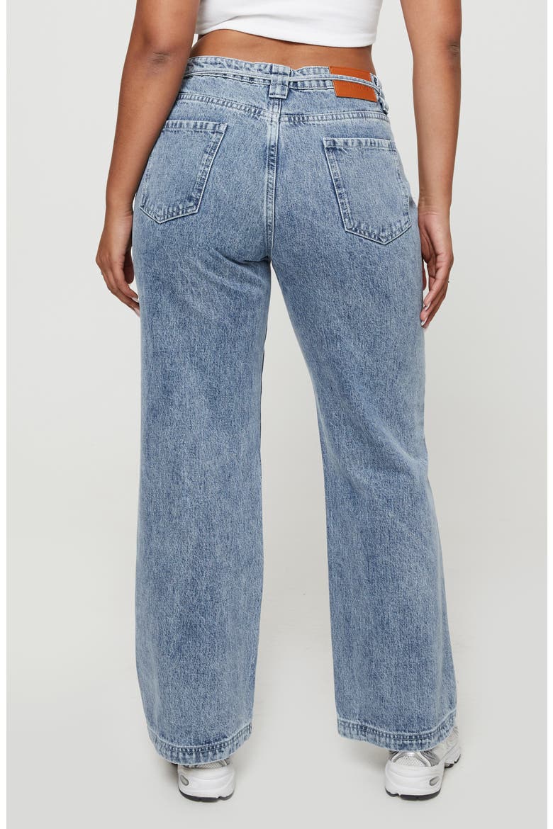 Pemberton Tie Waist Mid Rise Wide Leg Jeans, Alternate, color, BLUE