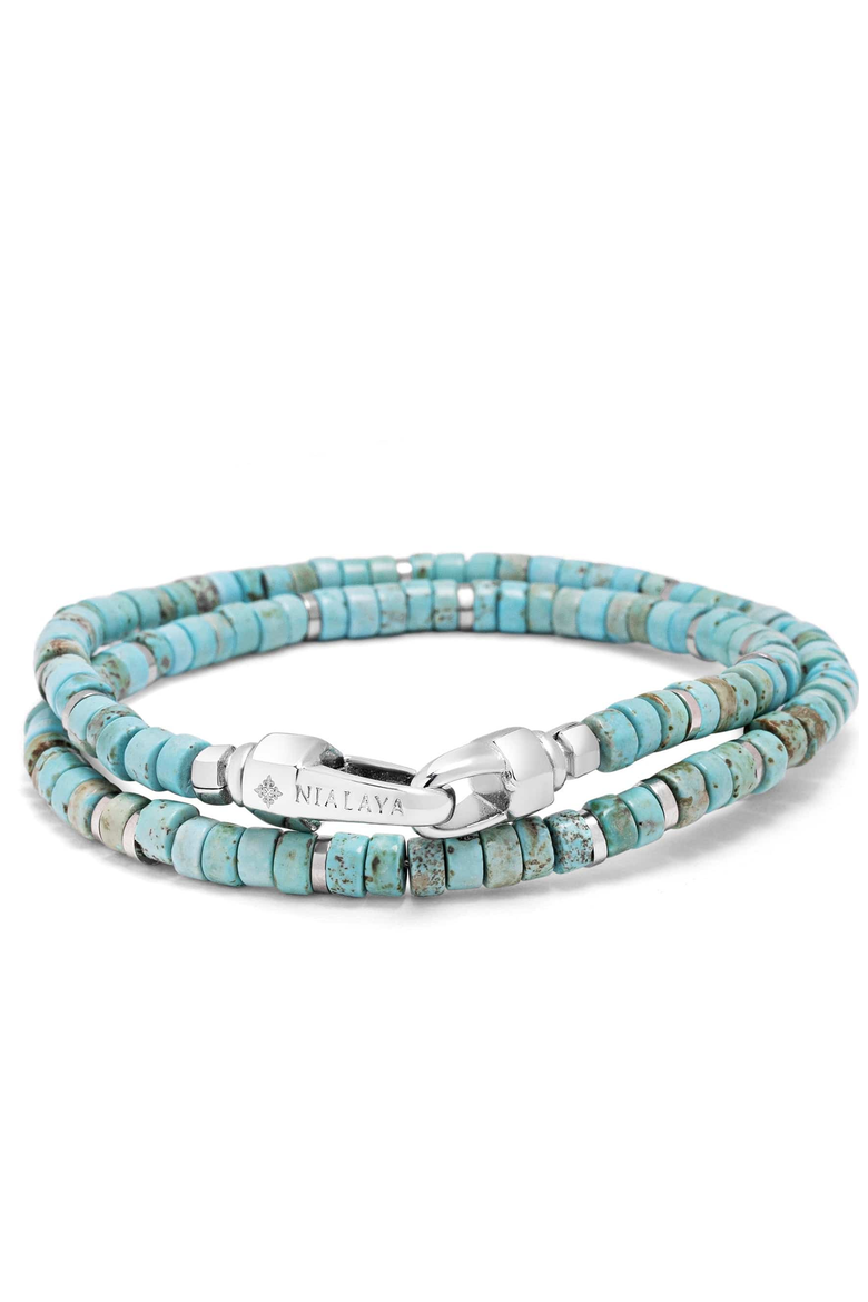 Turquoise Heishi Wrap Bracelet, Main, color, Turquoise