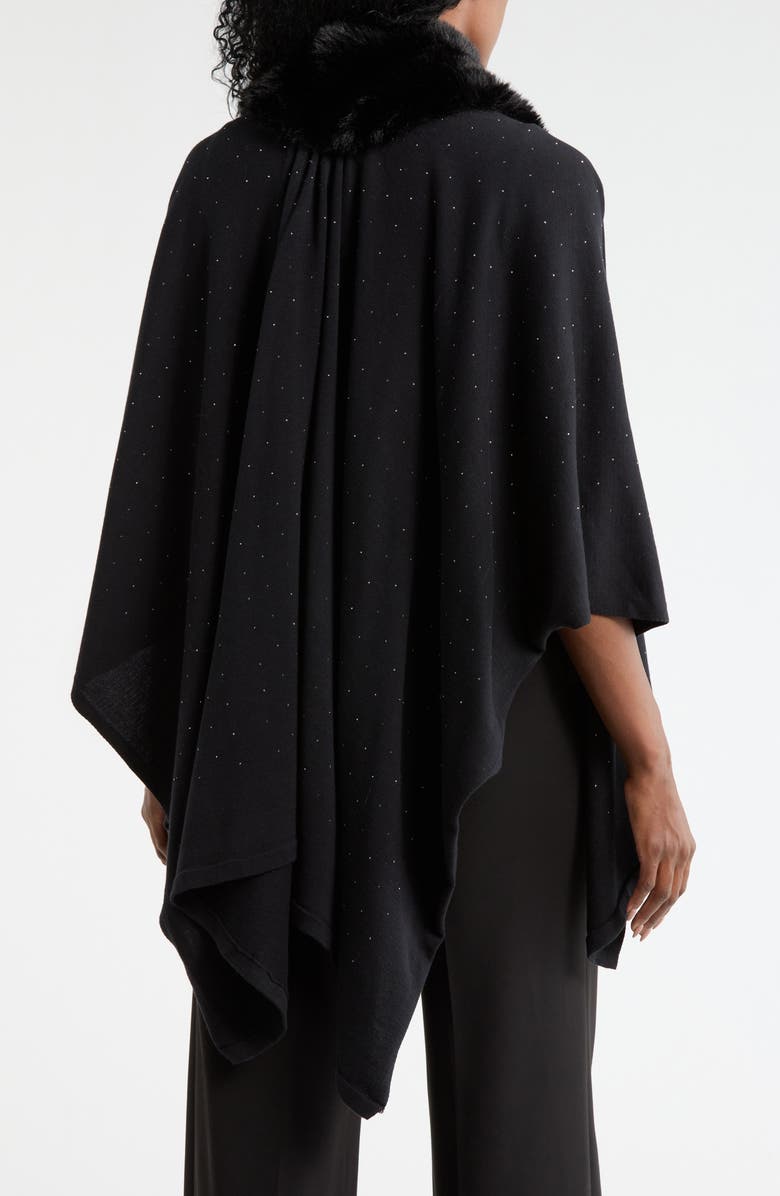 La Fiorentina Embellished Faux Fur Ruana, Alternate, color, Black