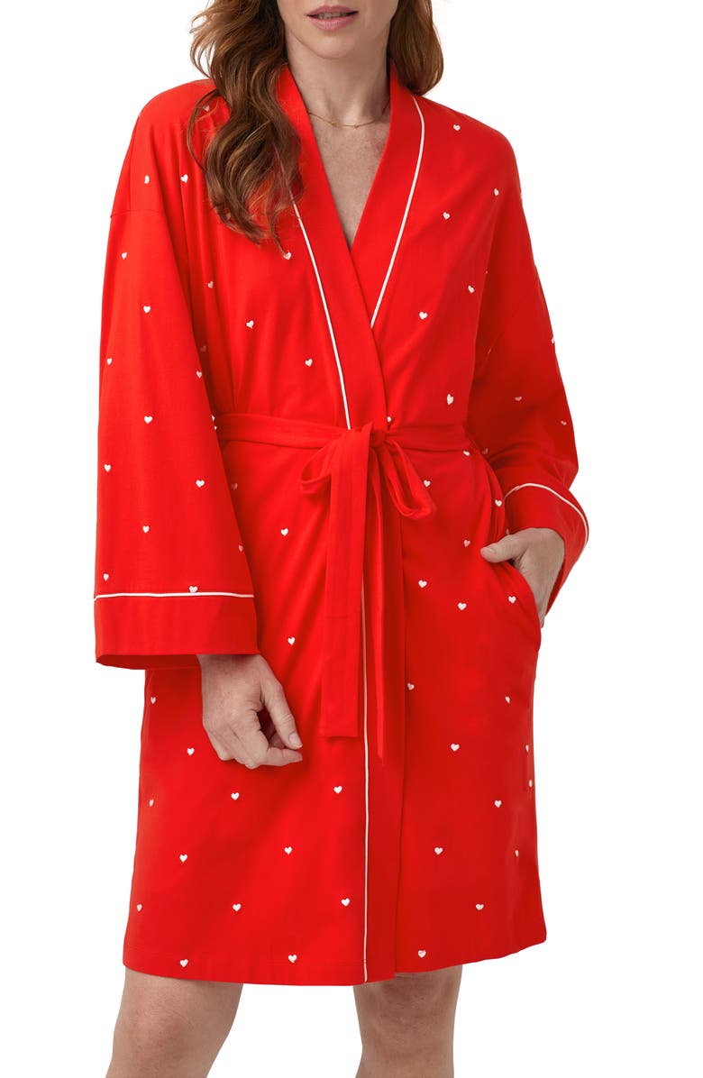 BedHead Pajamas Heart Dot Stretch Organic Cotton Jersey Robe, Alternate, color, 