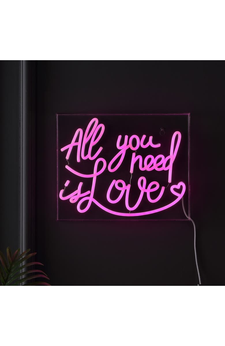 JONATHAN Y All Contemporary Glam Acrylic Box USB Operated LED Neon Light, Alternate, color, Pink