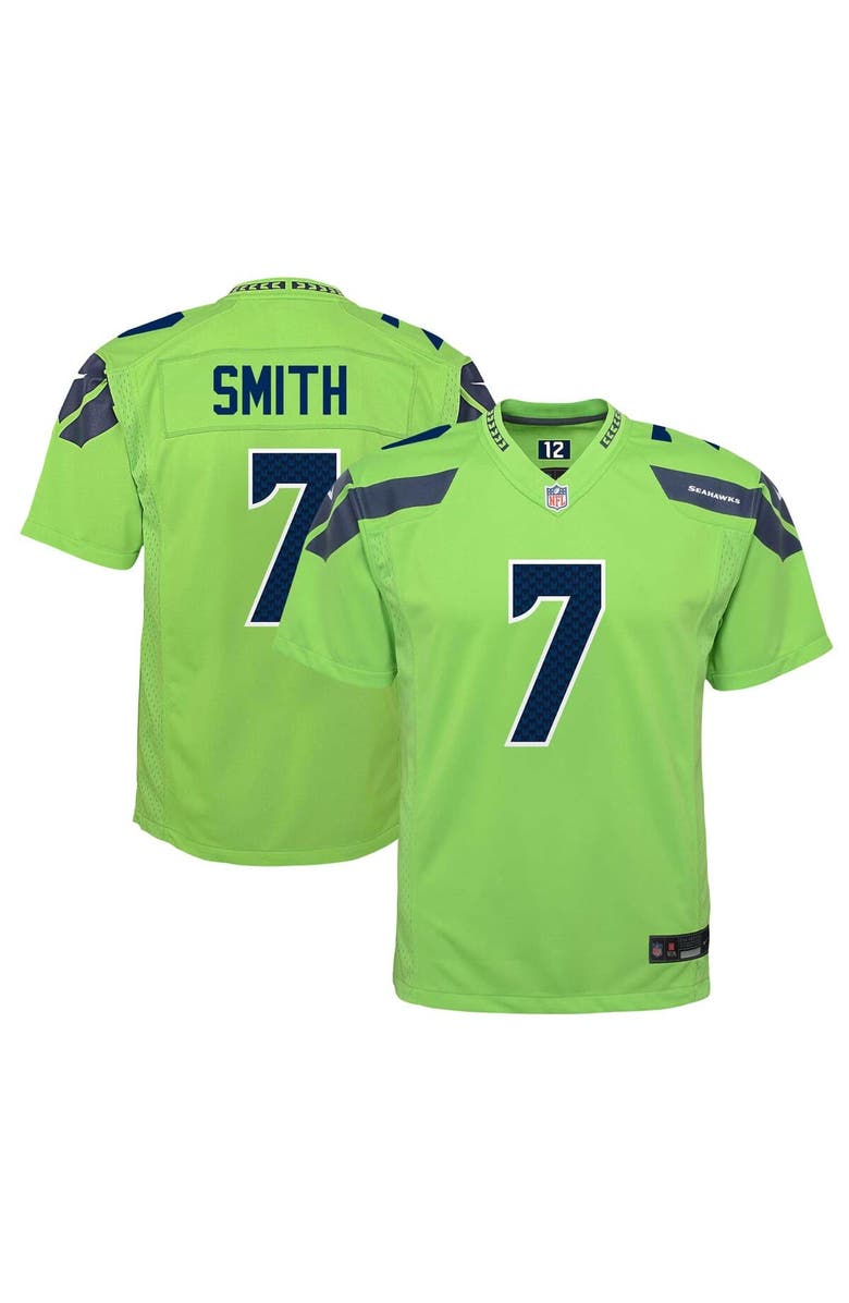 Nike Youth Nike Geno Smith Neon Green Seattle Seahawks Alternate Player Game Jersey, Alternate, color, 
