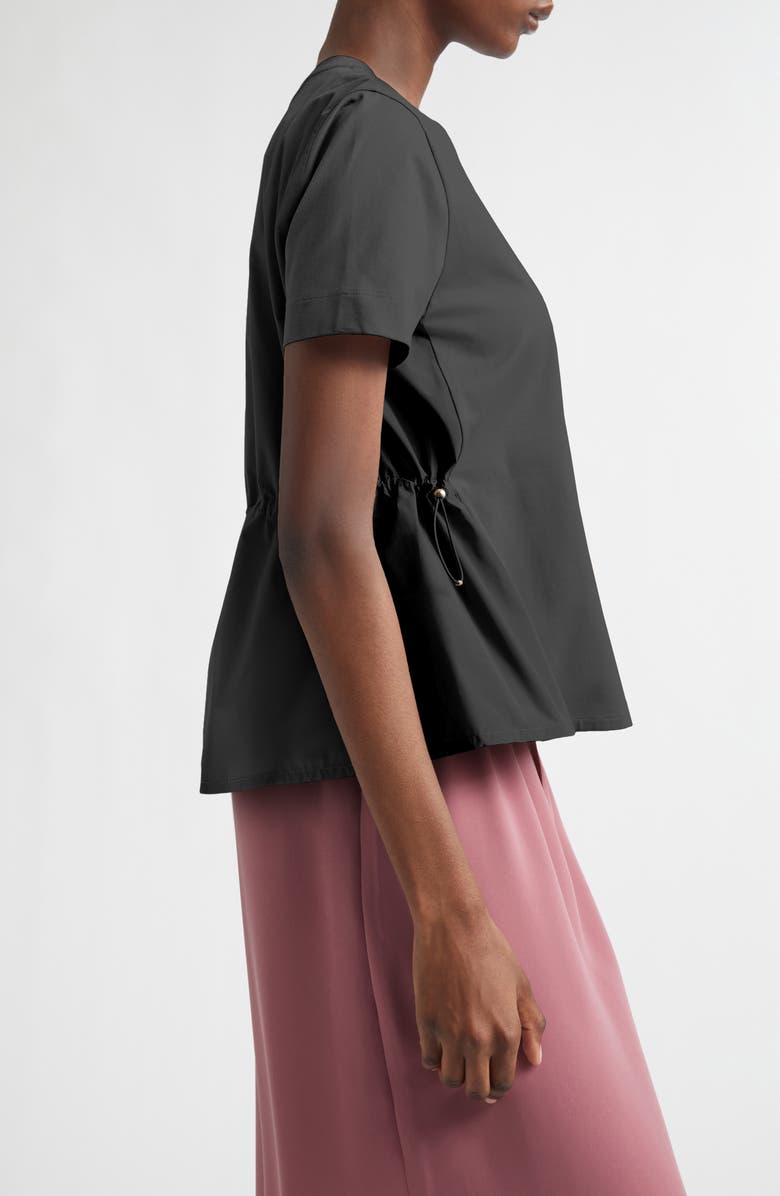 Herno Drawcord Detail Taffeta Panel Cotton T-Shirt, Alternate, color, Black