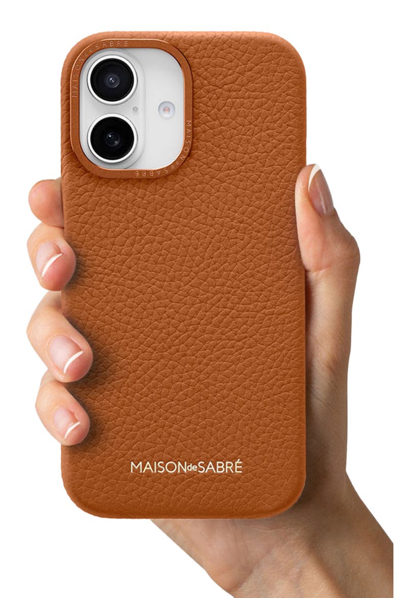 Leather Phone Case iPhone 16, Alternate, color, Pecan Brown