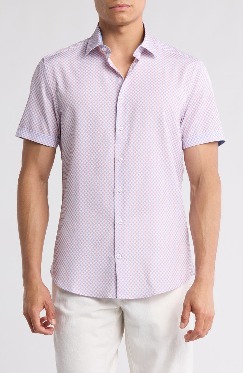 SOUL OF LONDON Stretch Short Sleeve Button-Up Shirt, Main, color,