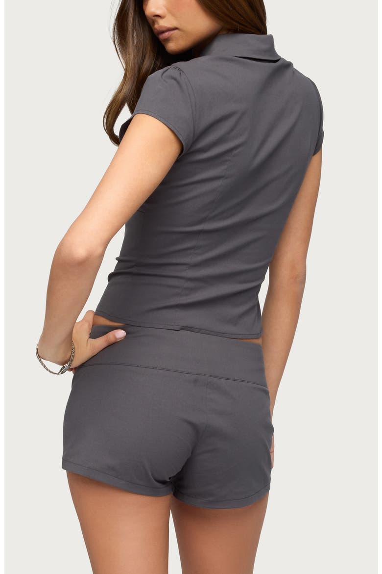 Brylee Zip Front Crop Top, Alternate, color, DARK-GRAY
