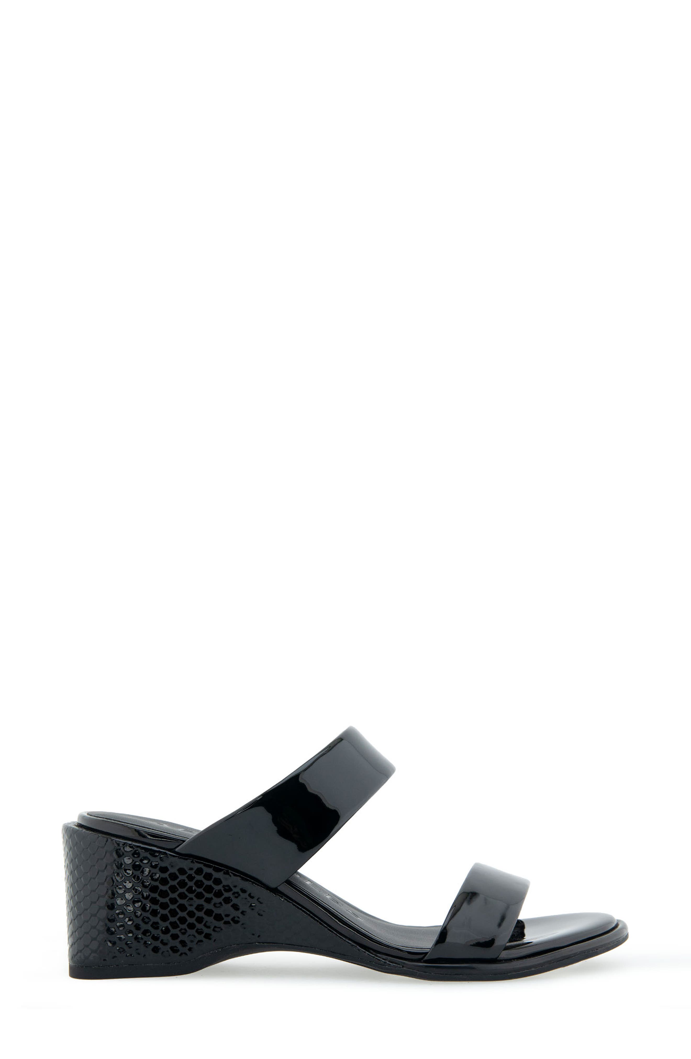 Norine Snake Embossed Sandal, Alternate, color, BLACK PATENT PU