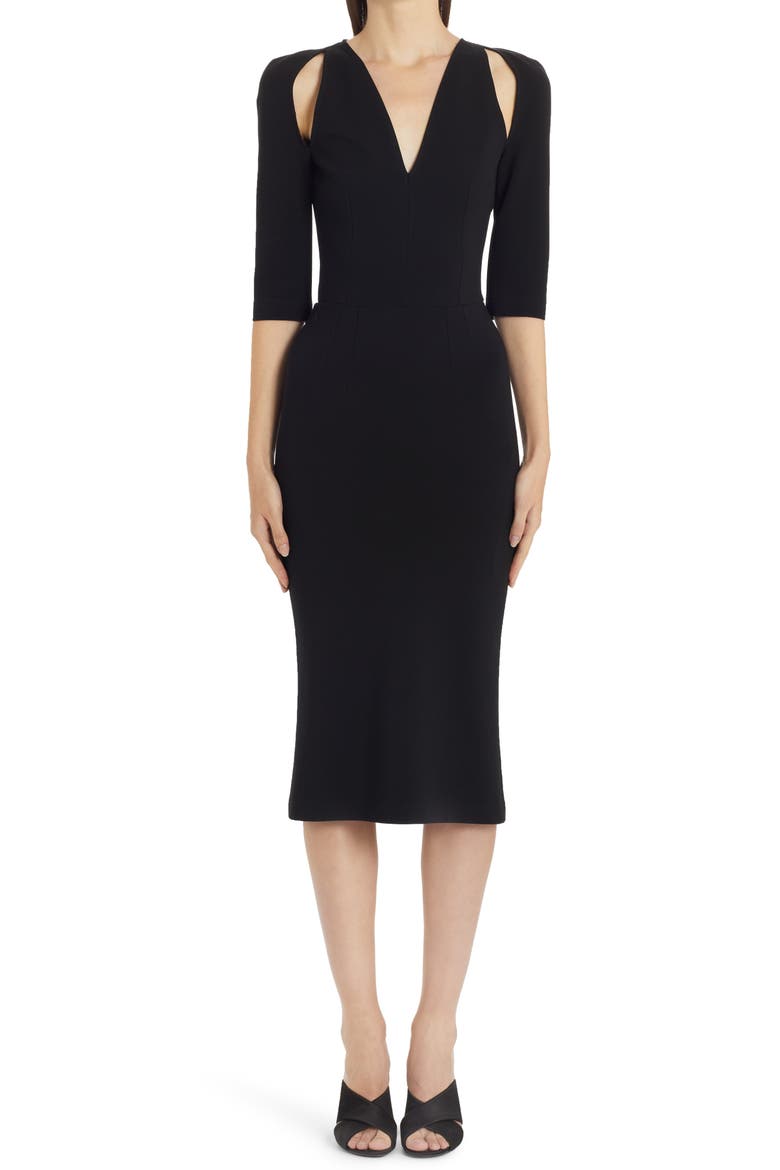 Cutout Jersey Midi Sheath Dress, Main, color, N0000 NERO