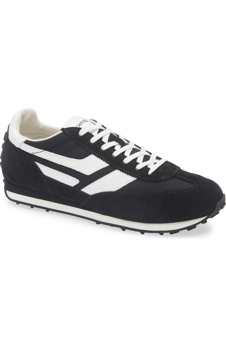 TOM FORD Mick Mixed Media Sneaker, Main, color, 3Nn01 Black/ Black