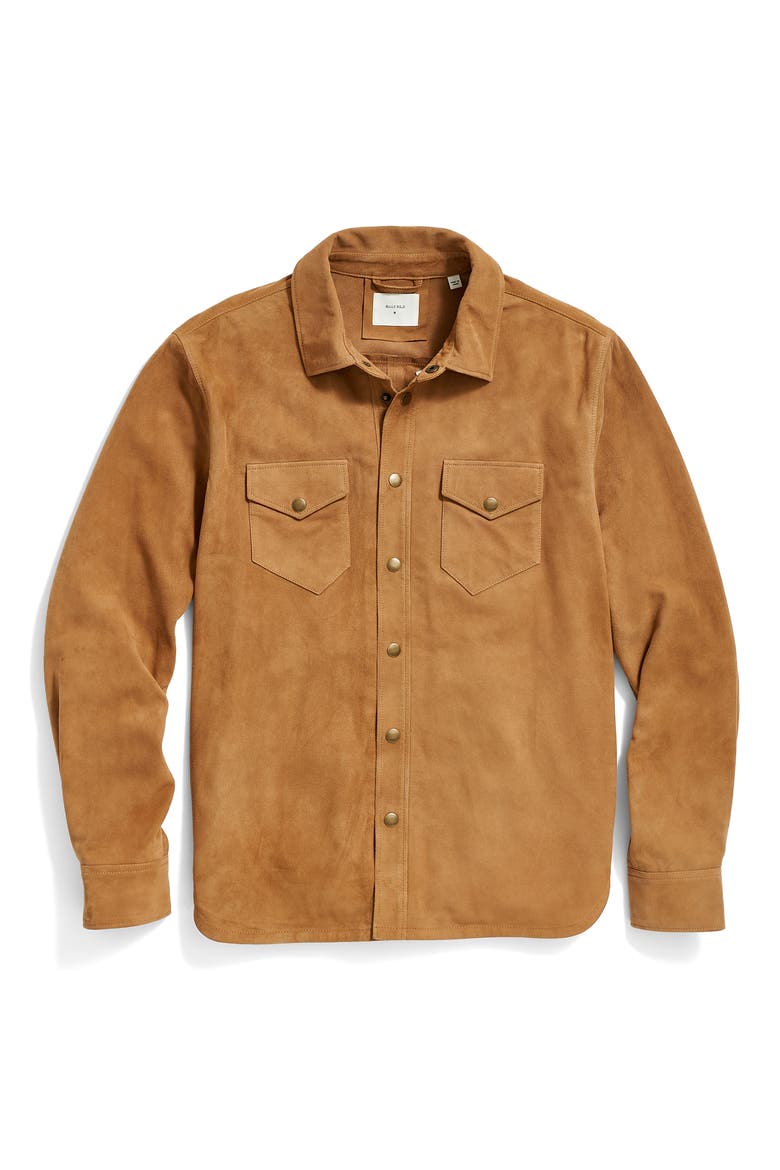 Suede Snap Front Work Shirt, Main, color, CAMEL
