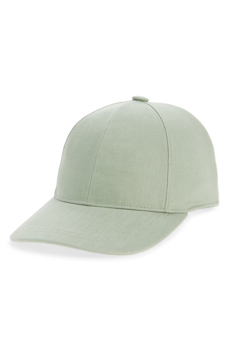 Nordstrom Linen Baseball Cap, Main, color, Green Iceberg