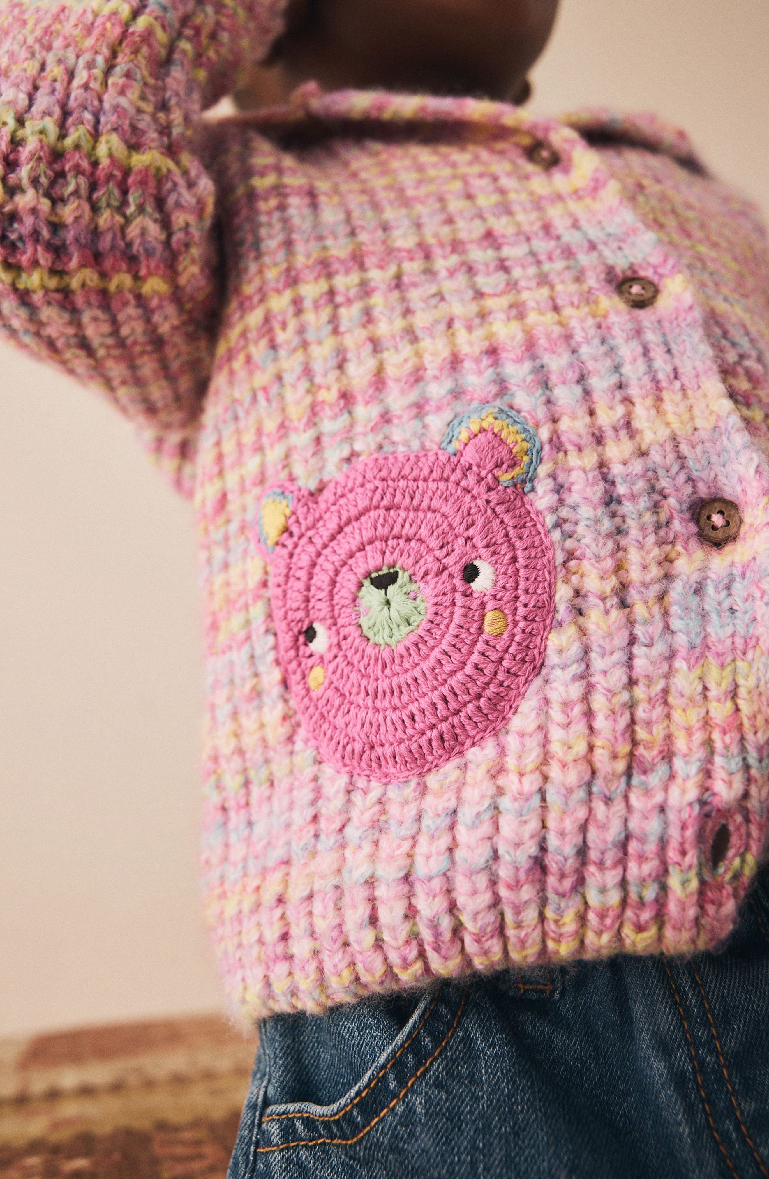 NEXT Kids' Bear Crochet Hooded Cardigan — фото 6