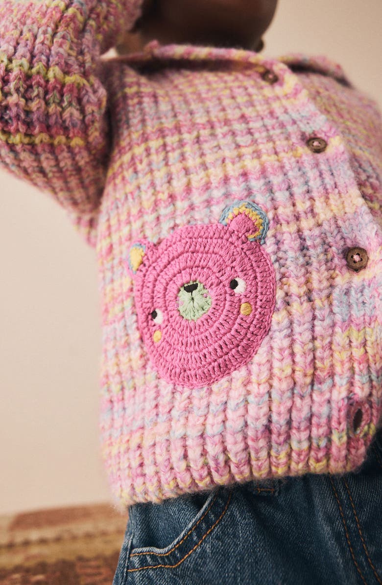 NEXT Kids' Bear Pocket Hooded Cardigan, Alternate, color, Pink