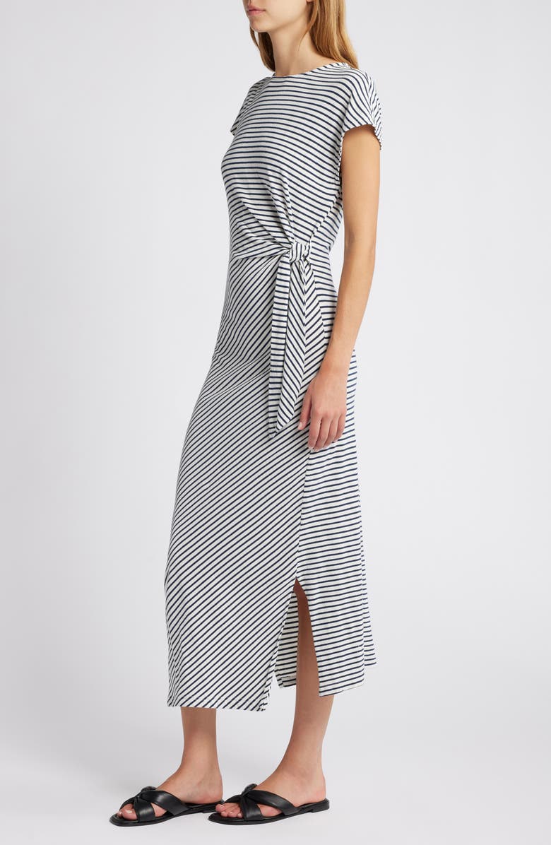 Rails Selah Tie Waist Dress, Alternate, color, Ivory Navy Micro Stripe