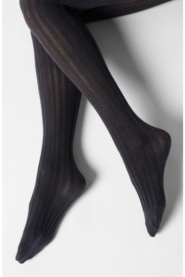 Cotton Blend Tights, Alternate, color, BLACK